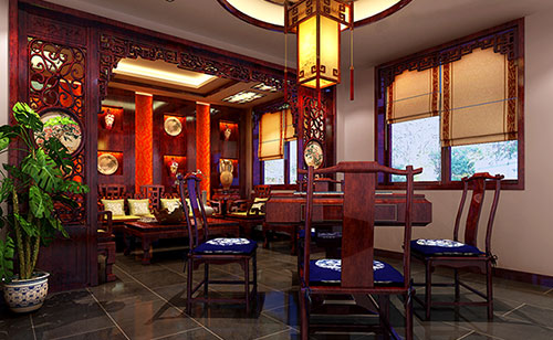 青白江古典中式风格茶楼包间设计装修效果图
